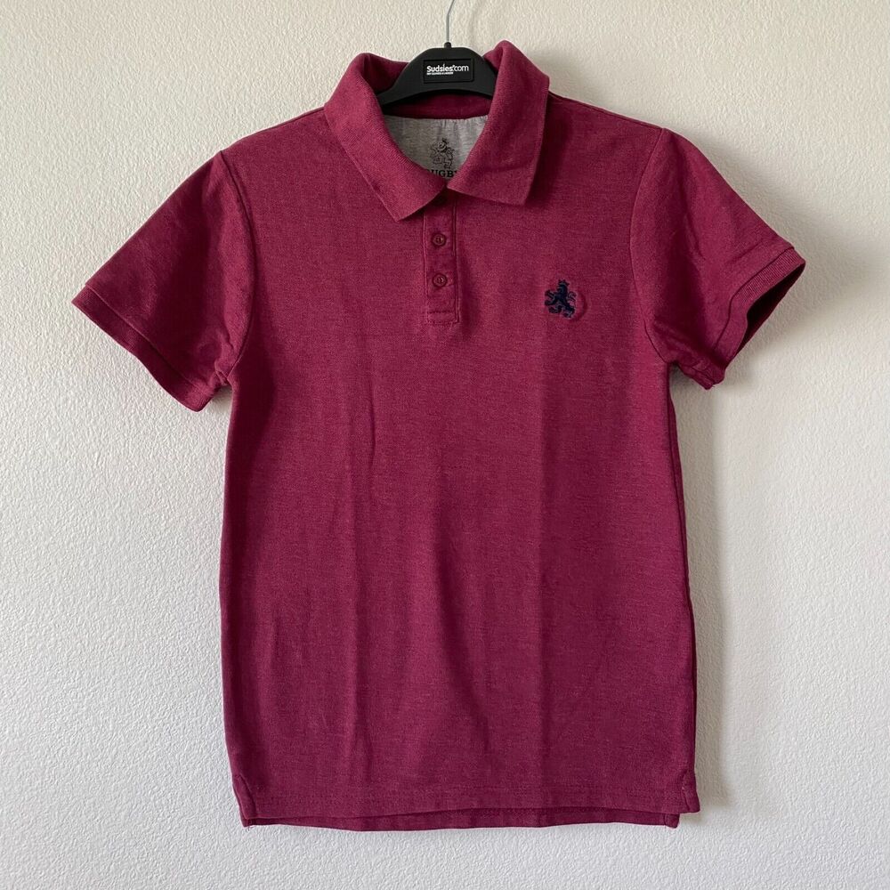 Rugby University Polo Shirt Size S Burgundy Short Sleeve‎ Unisex Cotton Blend